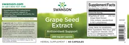 Label for Grape Seed Extract 200 mg