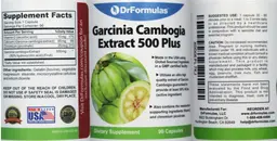Label for Garcina Cambogia Extract 500 Plus