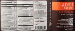 Label for Adult One Daily