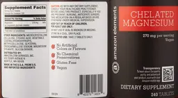 Label for Chelated Magnesium 270 mg