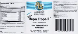 Label for Ultra Hepa Trope II