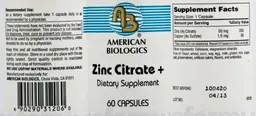Label for Zinc Citrate+