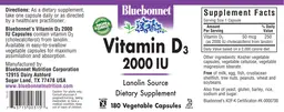 Label for Vitamin D3 2000 IU