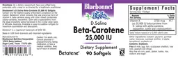 Label for D. Salina Beta-Carotene 25,000 IU