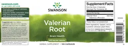 Label for Valerian Root 475 mg