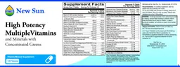 Label for High Potency Multiple Vitamins
