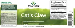 Label for Cat's Claw 500 mg