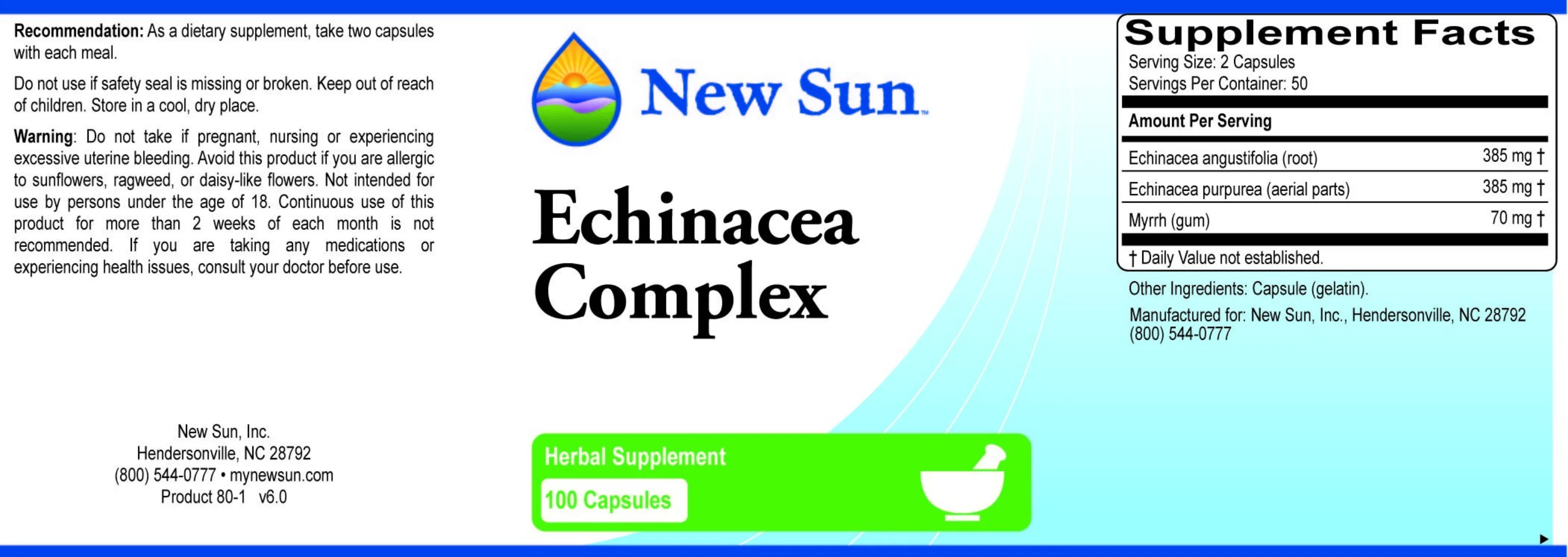 Label for Echinacea Complex
