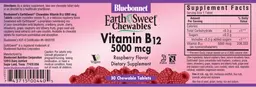 Label for Vitamin B12 5000 mcg Raspberry Flavor