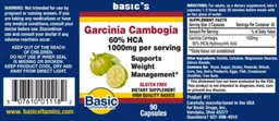 Label for Garcinia Cambogia 1000 mg