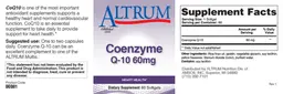 Label for Coenzyme Q-10 60 mg