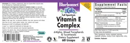 Label for Full Spectrum Vitamin E Complex