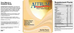 Label for Nutritional Drink Mix Vanilla Flavor
