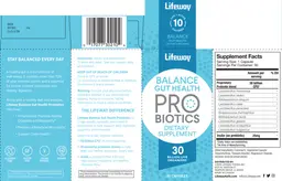 Label for Balance Gut Health Probiotics