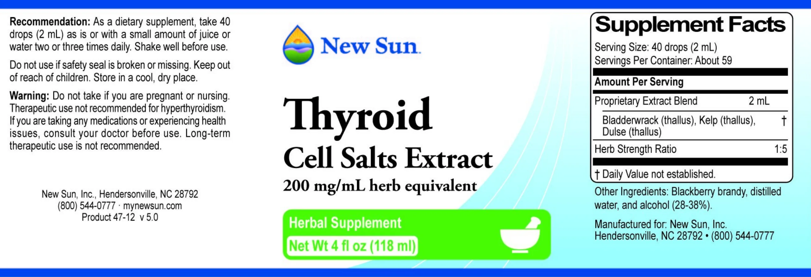 Label for Thyroid Cell Salts Extract