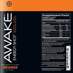 Label for Awake Energy Shot Orange Flavor