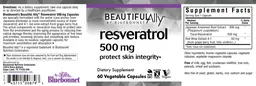 Label for Resveratrol 500 mg