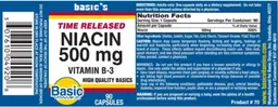Label for Time Released Niacin 500 mg
