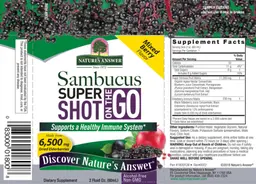 Label for Sambucus Super Shot On The Go Mixed Berry Flavor Alcohol-Free