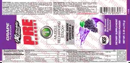 Label for Pre Workout Grape Flavor