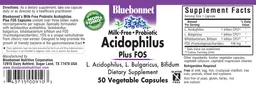 Label for Milk-Free Probiotic Acidophilus plus FOS