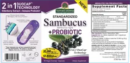 Label for Standardized Sambucus Sambucus nigra + Probiotic