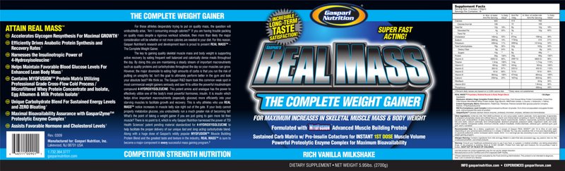 Gaspari's Real Mass Rich Vanilla Milksha