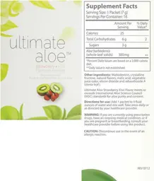 Label for Ultimate Aloe Strawberry + Kiwi Flavored Powder