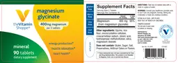 Label for Magnesium Glycinate 400 mg