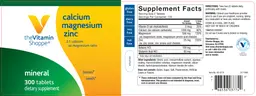 Label for Calcium Magnesium Zinc