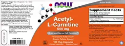 Label for Acetyl-L-Carnitine 500 mg