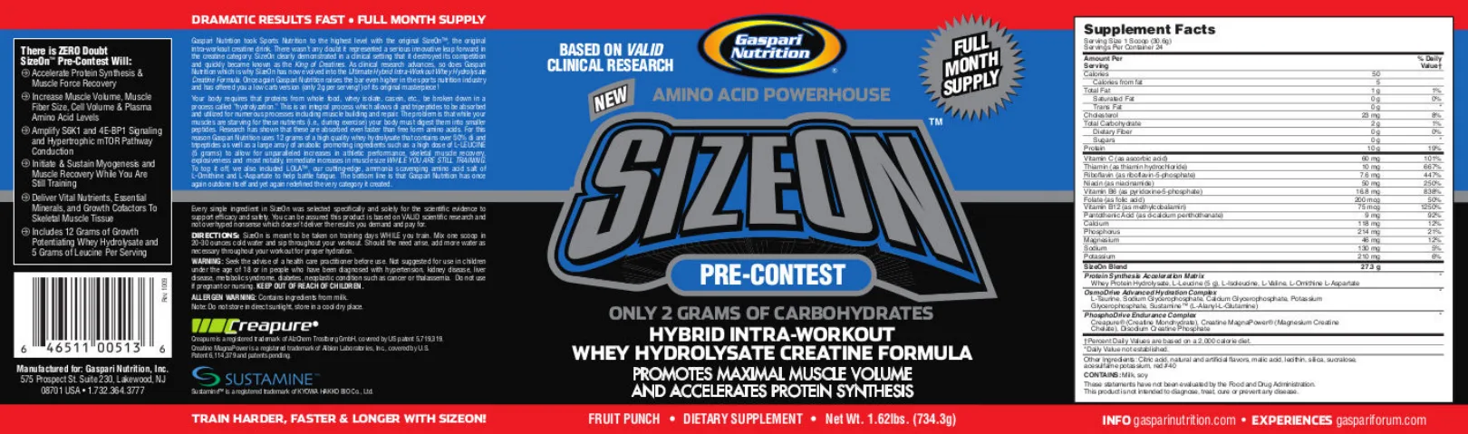 Label for SizeOn Fruit Punch