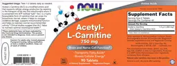 Label for Acetyl-L-Carnitine 750 mg