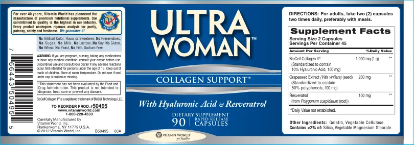 Label for Ultra Woman Collagen Support