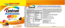 Label for Centrum MultiGummies Adults Assorted Natural Fruit Flavors