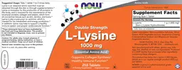 Label for Double Strength L-Lysine 1000 mg