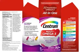 Label for Centrum Multi + Omega-3 Women 50+