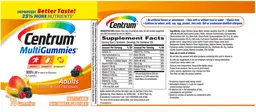 Label for Centrum MultiGummies Adults Assorted Natural Fruit Flavors