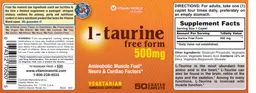 Label for L-Taurine 500 mg