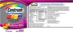 Label for Centrum MultiGummies Women Assorted Natural Fruit Flavors