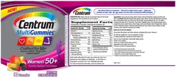 Label for Centrum MultiGummies Women 50+ Assorted Natural Fruit Flavors