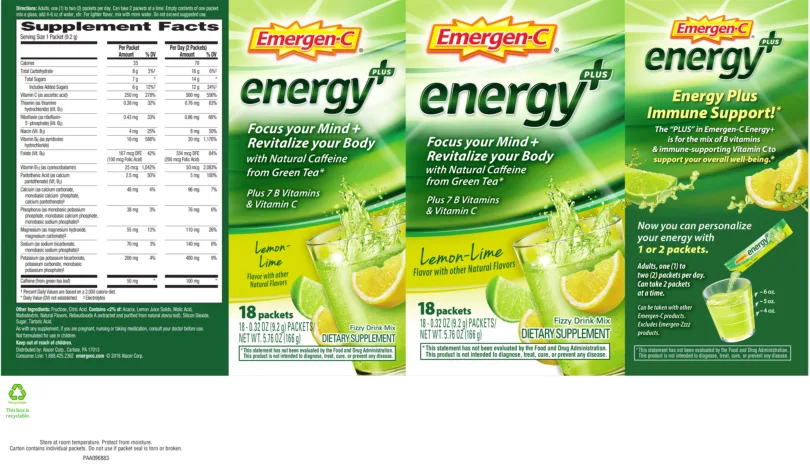 Label for Energy Plus Lemon-Lime