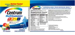 Label for Centrum MultiGummies Men Assorted Natural Fruit Flavors
