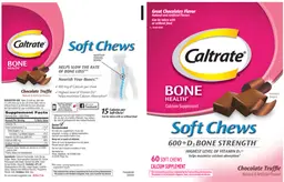 Label for Caltrate Soft Chews 600+D3 Bone Strength Chocolate Truffle