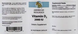 Label for Vitamin D3 2000 IU