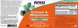 Label for Calcium & Magnesium Citrate Powder with Vitamin D3