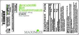Label for Avocado300 Soy Unsaponifiables with SierraSil - 600 mg