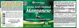Label for Amino Acid Chelated Manganese 5 mg