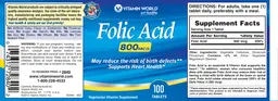 Label for Folic Acid 800 mcg