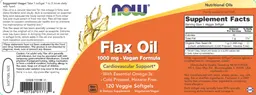 Label for Flax Oil 1000 mg - Vegan Formula